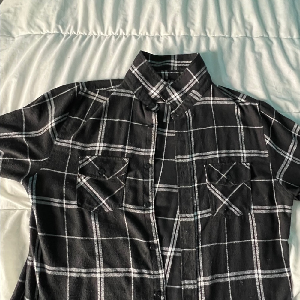 Black and White Plaid Men's Shirt